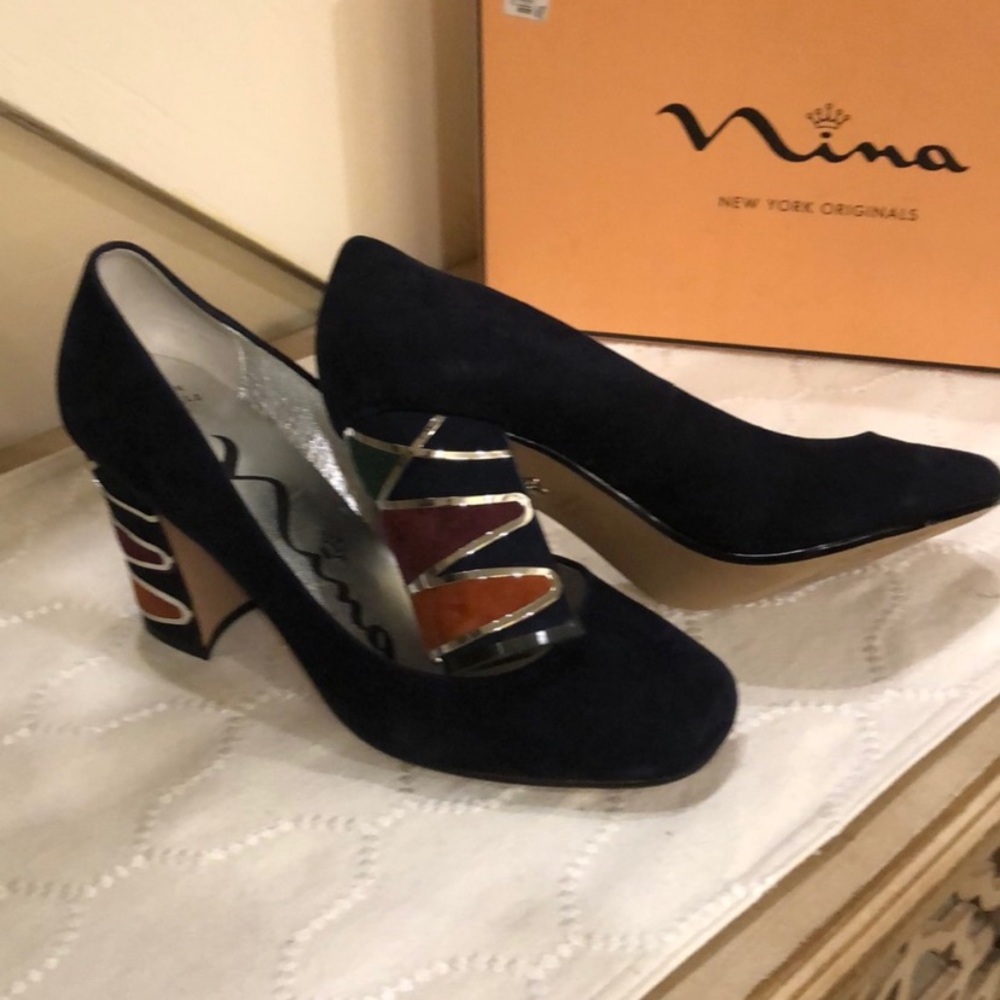 Nina Suede funky heel pump